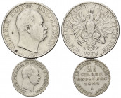 PREUSSEN, Wilhelm I., 1861-1888, Vereinstaler 1868 A. DAZU:2 1/2 Silbergroschen 1859 A.
2 Stk., s/ss
AKS 99