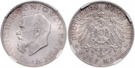 BAYERN, Ludwig III., 1913-1918, 5 Mark 1914 D.
NGC MS-64+
J.53