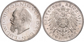 BAYERN, Ludwig III., 1913-1918, 5 Mark 1914 D.
PP
J.53