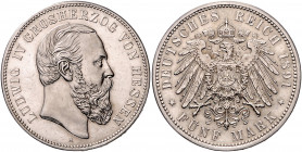 HESSEN, Ludwig IV., 1877-1892, 5 Mark 1891 A.
vz-st
J.71