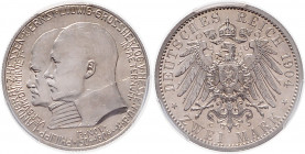 HESSEN, Ernst Ludwig, 1892-1918, 2 Mark 1904. 400.Geburtstag Philipps des Großmütigen.
PCGS PR-62
J.74