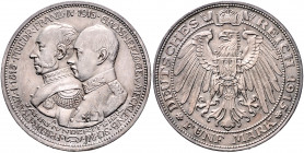 MECKLENBURG-SCHWERIN, Friedrich Franz IV., 1897-1918, 5 Mark 1915 A. 100-Jahrfeier.
vz-st
J.89