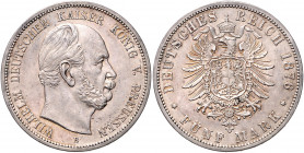 PREUSSEN, Wilhelm I., 1861-1888, 5 Mark 1876 B.
st
J.97