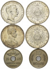 PREUSSEN, Wilhelm II., 1888-1918, 3 Mark 1911 A, 1913 A. DAZU:DOA, 10 Heller 1909 J.
3 Stk., vz
J.103; 112; 719