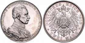 PREUSSEN, Wilhelm II., 1888-1918, 2 Mark 1913 A. 25jähr. Reg.-Jub..
PP, Vs.l.berührt u.Kr.
J.111