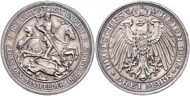 PREUSSEN, Wilhelm II., 1888-1918, 3 Mark 1915 A. Mansfeld.
schöne Patina, kl.Rdf., vz-st
J.115