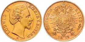 BAYERN, Ludwig II., 1864-1886, 10 Mark 1873 D.
st
J.193