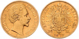 BAYERN, Ludwig II., 1864-1886, 20 Mark 1872 D.
vz-st
J.194