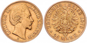 BAYERN, Ludwig II., 1864-1886, 20 Mark 1878 D.
vz
J.197