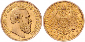 HESSEN, Ludwig IV., 1877-1892, 10 Mark 1890 A.
f.st
J.220