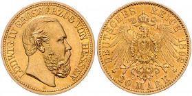 HESSEN, Ludwig IV., 1877-1892, 20 Mark 1892 A.
st
J.221