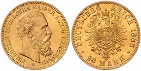 PREUSSEN, Friedrich III., 1888, 20 Mark 1888 A.
st
J.248