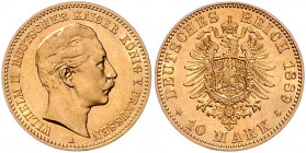 PREUSSEN, Wilhelm II., 1888-1918, 10 Mark 1889 A.
f.st
J.249
