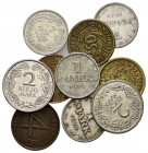 WEIMARER REPUBLIK, 1919-1933, 50 Rentenpfennig 1924 A, G; 1 Mark 1924 A, F, J; 4 Pfennig 1932 E, F; 1 Rentenmark 1926 A; 2 Reichsmark 1926 A, E.
10 S...