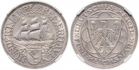 WEIMARER REPUBLIK, 1919-1933, 5 Reichsmark 1927 A. Bremerhaven.
Prachtex., NGC MS-64
J.326