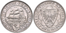 WEIMARER REPUBLIK, 1919-1933, 5 Reichsmark 1927 A. Bremerhaven.
f.st
J.326