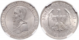 WEIMARER REPUBLIK, 1919-1933, 3 Reichsmark 1927 F. Tübingen.
Prachtex., NGC MS-65
J.328