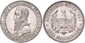 WEIMARER REPUBLIK, 1919-1933, 3 Reichsmark 1927 F. Tübingen.
vz
J.328