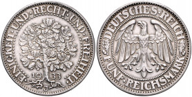 WEIMARER REPUBLIK, 1919-1933, 5 Reichsmark 1933 J. Eichbaum. Seltenster Jahrgang aus dieser Serie.
vz-st
J.331
