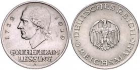 WEIMARER REPUBLIK, 1919-1933, 3 Reichsmark 1929 A. Lessing.
f.st
J.335