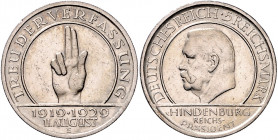 WEIMARER REPUBLIK, 1919-1933, 5 Reichsmark 1929 E. Schwurhand.
vz
J.341