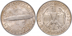WEIMARER REPUBLIK, 1919-1933, 3 Reichsmark 1930 A. Zeppelin.
st
J.342