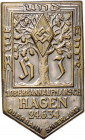 DRITTES REICH, 1933-1945, Tragb. eins. Br.-Abz. 24.6.1934 der HJ in Hagen "Blut und Ehre" zum Oberbannaufmarsch Sauerland. Rs.Nadel. 10,71g.
vz
Ties...