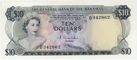 BAHAMAS, Central Bank of the Bahamas, 10 Dollars 1974, blue. Sign. T.B.Donaldson.
I
Pick 38a