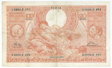 BELGIEN, Banque Nationale de Belgique, 100 Francs = 20 Belgas 04.11.1944.
III-
Pick 114