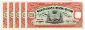 BRITISH WEST AFRIKA, West African Currency Board, 20 Shillings 25.10.1946. 5 Stück.
5 Stk., II
Pick 8b
