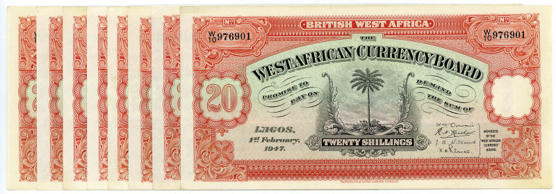 BRITISH WEST AFRIKA, West African Currency Board, 20 Shillings 01.02.1947. 8 Stü...
