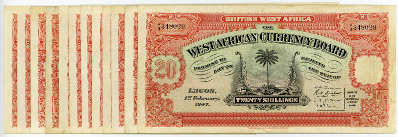 BRITISH WEST AFRIKA, West African Currency Board, 20 Shillings 12.01.1945, 31.01...
