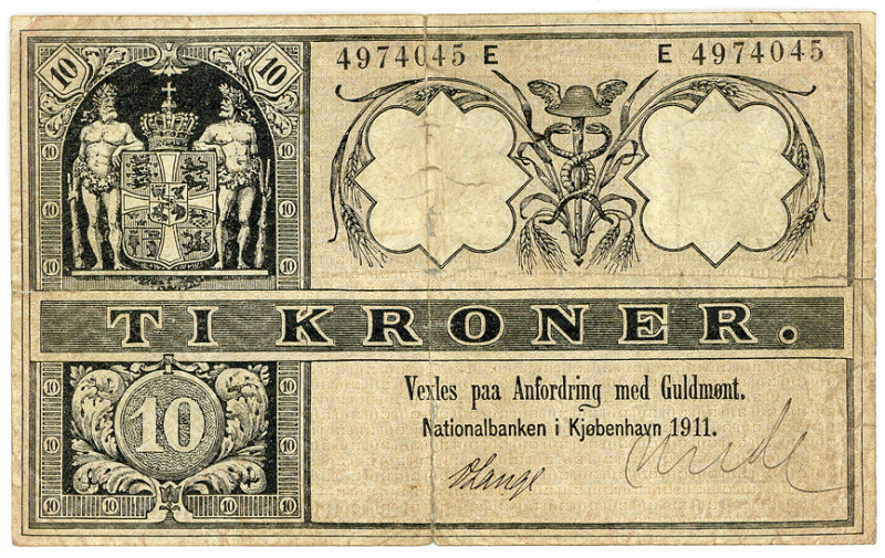 DÄNEMARK, Nationalbanken i Kjøbenhavn, 10 Kroner 1911.
V
Pick 7k