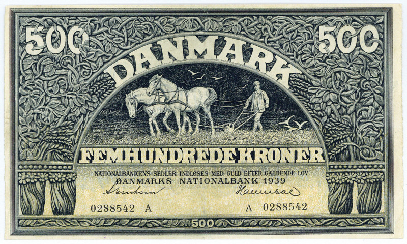 DÄNEMARK, Danmarks Nationalbank, 500 Kroner 1939.
II
Pick 34a