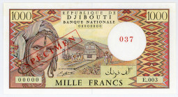 DSCHIBOUTI, Banque Nationale, 1.000 Francs ND (1979/1988). Specimen Nr.037.
I
Pick S37c