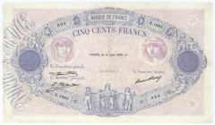 FRANKREICH, Banque de France, 500 Francs 11.06.1931.
3 Pinholes, III
Pick 66l