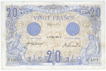 FRANKREICH, Banque de France, 20 Francs 09.03.1912.
Pinholes, kleiner Einriss, III
Pick 68b