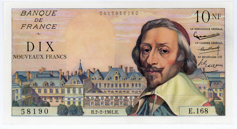 FRANKREICH, Banque de France, 10 Nouveaux Francs 02.02.1961.
3 min. Pinholes, I...