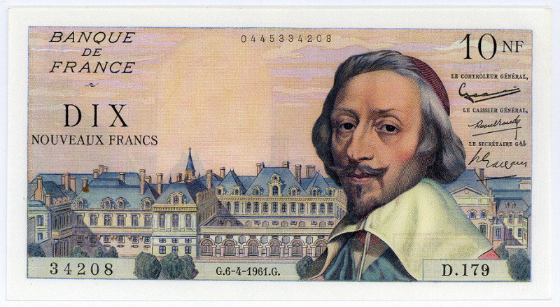 FRANKREICH, Banque de France, 10 Nouveaux Francs 06.04.1961.
4 min. Pinholes, I...
