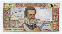 FRANKREICH, Banque de France, 50 Nouveaux Francs 05.11.1959.
min. Pinholes, III+
Pick 143