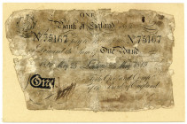 GROSSBRITANNIEN, Bank of England, 1 Pound 25.05.1819, Sign.Hase. Banknote aufgeklebt auf Unterlage.
sehr selten, V
Pick 190c