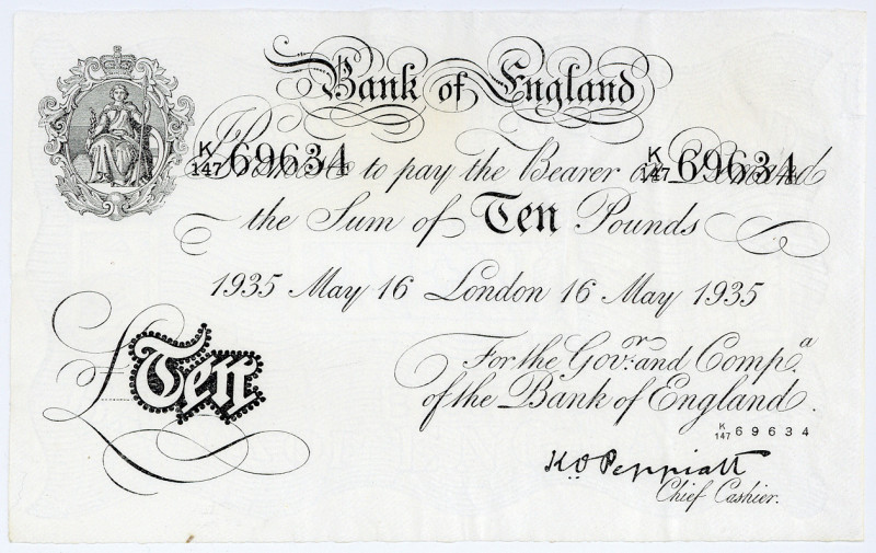 GROSSBRITANNIEN, Bank of England, 10 Pounds 16.05.1935, London. Deutsche Fälschu...