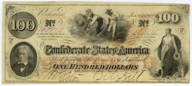 KONFÖDERIERTE STAATEN VON AMERIKA, Richmond, Virginia, 100 Dollars 26.08.1862.
II
Pick 45