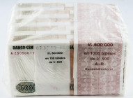 PERU, Banco Central de Reserva del Perú, 1000x 500 Intis 26.06.1987, 10 Bündel je 100 Banknoten mit Banderole.
I
Pick 134b