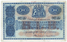 SCHOTTLAND, The British Linen Bank, 20 Pounds 04.10.1946, M/4, Sign. Mackenzie.
selten, III
Pick 159b
