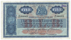 SCHOTTLAND, The British Linen Bank, 5 Pounds 18.10.1957, O, Sign. Anderson.
III
Pick 161b