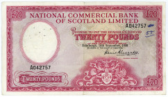 SCHOTTLAND, National Commercial Bank of Scotland, 20 Pounds 16.07.1959, A, Sign.Alexander.
III-
Pick 267