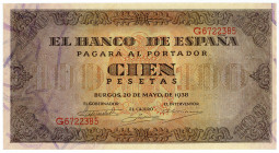 SPANIEN, Banco de España, 100 Pesetas 20.05.1938.
I/I-
Pick 113