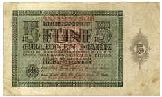 DEUTSCHES REICH BIS 1945, Geldscheine der Inflation, 1919-1924, 5 Billionen Mark 15.03.1924.
III-
Ros.138a; Grab.DEU-172