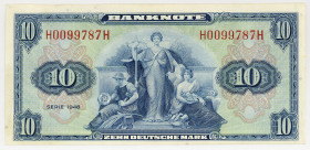BUNDESREPUBLIK DEUTSCHLAND AB 1948, Noten der Bank Deutscher Länder, 1948-1949, 10 Deutsche Mark 1948.
I
Ros.238; Grab.WBZ-5